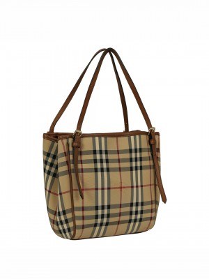 BURBERRY Small Haymarket Check Canterbury Tote Bag - Brown