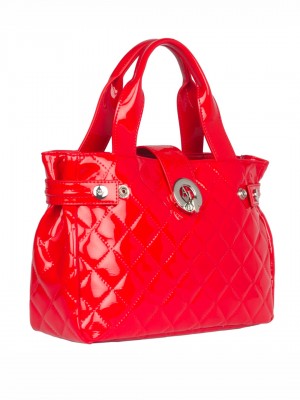 ARMANI JEANS Quilted Patent Tote Handbag - Red (Rosso)